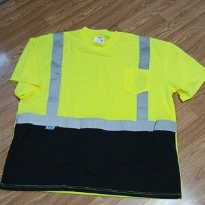 High-Visibility Yellow and Black Short Sleeve Safety Shirt 3xl